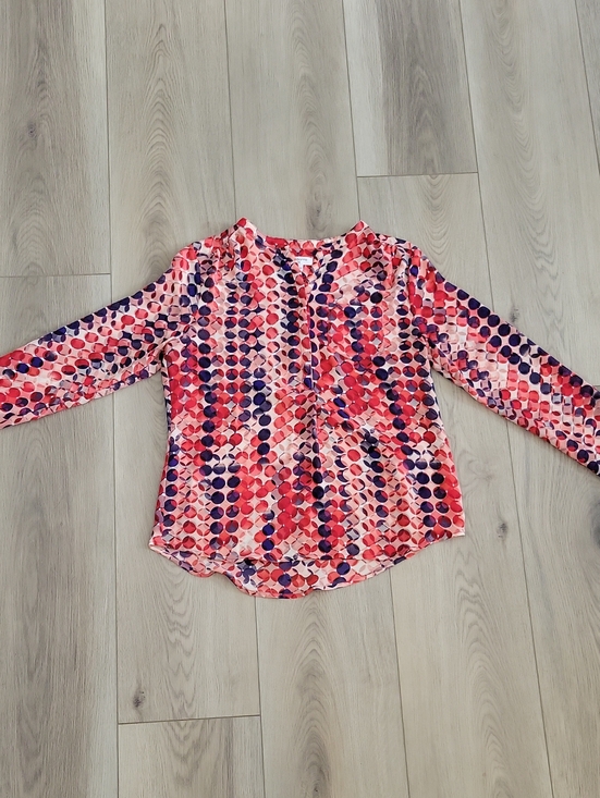 Liz Claiborne Tops - Women’s Pink & Navy Patterned Long-Sleeve Blouse